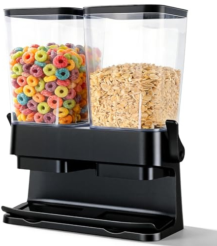 Sinceroduct Müslispender 2er Pack, Doppelte 3L luftdichte Müsli-Speicherkiste, Große Kapazität Klare Trockenkost-Organisator Cornflakes Spender für Müsli, Nüsse, Kaffeebohnen, Haustierfutter