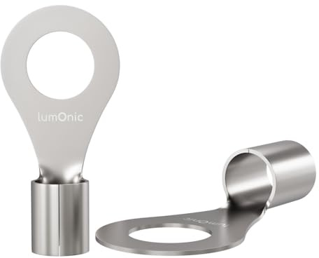 Lumonic 25x Ringkabelschuh 6,0-10,0mm² blank | M8 | Kupfer verzinnt | sichere Kabelverbindung ohne Löten | Crimp-Kabelschuh unisoliert | KFZ, Maschinenbau, Wohnmobil, Batterie