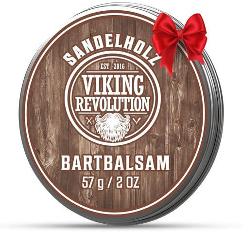 Viking Revolution - Bart Balsam mit Sandelholzduft & Argan- & Jojobaöl - Bartwachs - Stylt, Stärkt & Macht Bärte & Schnurrbärte Weich - Herren Geschenke - Sandelholz - 57 g