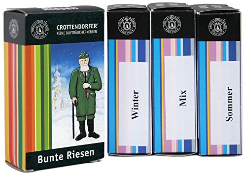Original Crottendorfer Räucherkerzen Riesen XL 4er Set Bunte Mischung | 5 Stück pro Packung, Mix-Edition, Sommer-Edition, Winter-Edition, Made in Germany