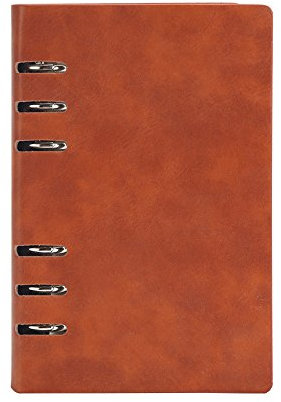 Cheerlife DIN A5 A6 B5 Leder Tagebuch nachfüllbar Notizbuch Ringbuch Business Office Notizblock Zeichnen Schreiben (Hellbraun, A6)