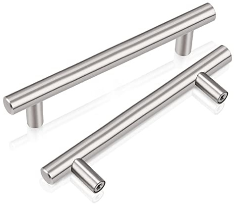 PinLin 5 Pack Kitchen Door Handles 96mm Hole Centre Brushed Nickel Cabinet Handles Stainless Steel Cupboard T Bar Handle (Screws Included)