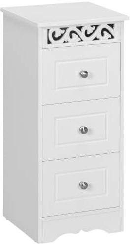 HOMCOM Armario de Almacenamiento con 3 Cajones 29,8x29,8x68,5 cm Blanca | Cajonera, Cómoda, Armario Baño con Cajones, para Cocina Comedor Salón Dormitorio Baño