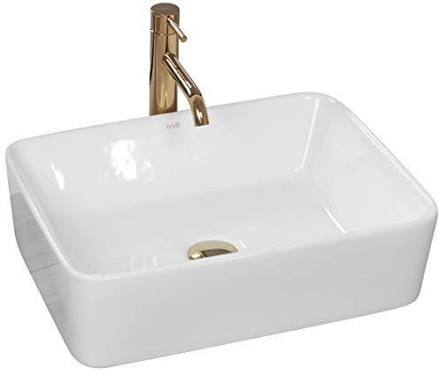 VBChome Waschbecken 48 x 36 klein Keramik Rechteck Waschtisch Handwaschbecken AUFSATZWASCHBECKEN WASCHSCHALE GÄSTE WC