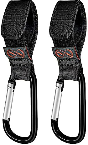 Buggy-Clips, Mehrzweck-Buggy-Haken Kinderwagen-Clips zum Wechseln von Taschenhalter und Einkaufstasche, hergestellt für Eltern - Universal Fit, Schwarz, 2er-Pack