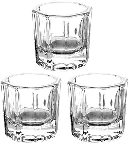 Herbests 3 Stück Dappenglas für Nagelkunst, Klar Nail Art Tasse Glasschale Nail Art Acryl Flüssig Pulver Behälter Glas Dappen Dish Dappenschale Nagel Glasschale Maniküre Pflege Werkzeuge