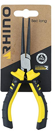 RHINO - Mini pince à bec long 150 mm - Fabriqué en Acier haute qualité - Idéal pour du travail dans des petits espaces - Longueur 150 mm - Manche ergonomique - Garantie à vie