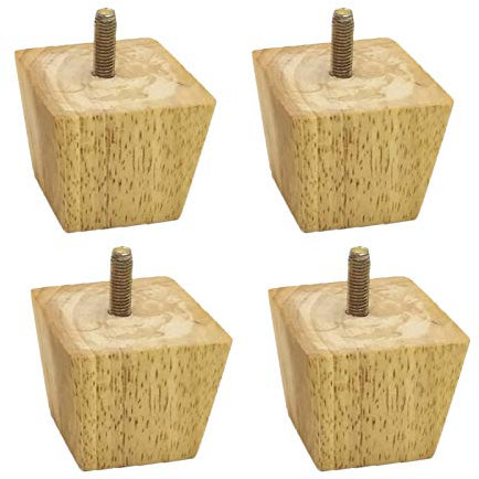 4 Stück Ersatz Möbelfüße aus Holz Möbelbeine Möbelfüsse Holz Sofafüße,Tischbeine Platz Massivholz Holzfarbe Aus Eiche für Stühle Bett Schrank,M8 Schraubenbolzen(80mm)