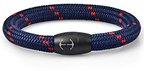 Pulsera náutica trenzada náutica con cierre magnético, pulsera marítima surfista Galeara Nau, 215, tela