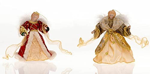 rf collection Weihnachtsengel Engel Rot/Gold Christbaum Schmuck Winter Weihnachts Dekoration Figur Baum Deko Spitze (ROT)