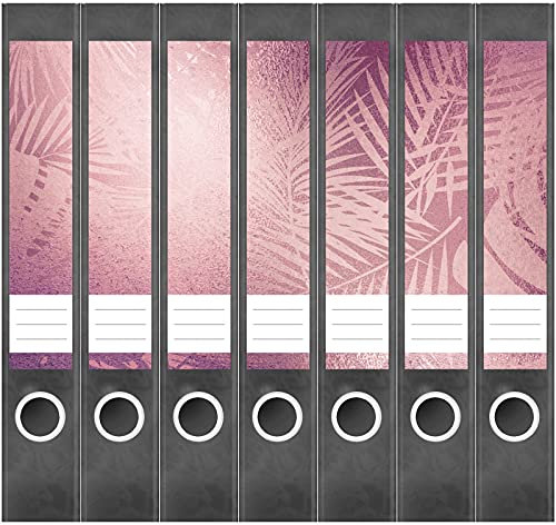 Etiketten für Ordner | Rosa Muster Glanz-Look | 7 Aufkleber für schmale Ordnerrücken | Selbstklebende Design Ordneretiketten Rückenschilder