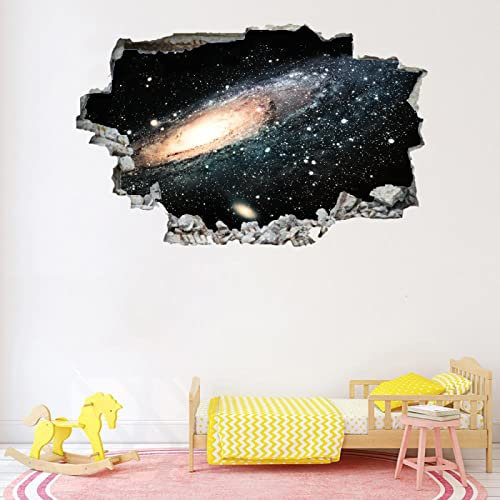 3D Wandtattoo Wanddurchbruch, Galaxie Durchbruch Wandaufkleber für Kinderzimmer, sticker für Wohnzimmer, Weltraum Abnehmbare Selbstklebend Vinyl Wandsticker, Wandbild Junge Mädchen Schlafzimmer
