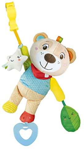 Clementoni - 17788 - Easy-Peasy Soft Bear - Orsetto Sonaglino Neonato Morbido Peluche, Gioco Neonato, Sonaglino Passeggino, Rafforza Le capacità Motorie E Sensoriali, 100% Lavabile in Lavatrice