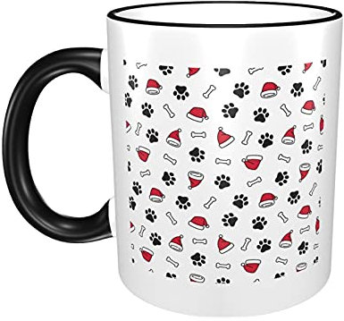 AOOEDM Bone Dog Paw Weihnachtsbecher, große Keramik-Kaffeetasse, 11 Unzen, Opa-Geschenke, weiß