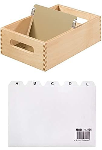 HAN Holz - quer Karteikarten inkl. + HAN Leitkarte DIN A6, Karteiregister, Leitregister Register A - Z