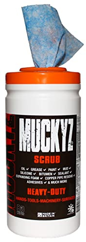 Case 6 x Tub Muckyz Scrub Wipes - Hand, Machinery and Tool Wipes remove Silicone, Paint, Sealant, Adhesive, Bitumen, Oil, Grease, Expanding Foam, Muck and much more