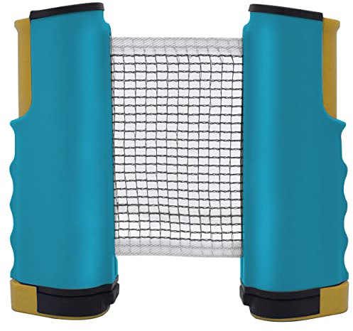 Fayvosiue Ausziehbares Tischtennisnetz, tragbares Tischtennisnetz, perfektes Baseballnetz für jeden Tisch (Blau / Gelb)