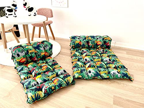 My Photostation.com Coussin d'escalade Montessori Jungle Verte Imprimé 100% coton Lavable Douce 45 x 110 cm (S) ou 70 x 120 cm (L) Arche d'escalade pour enfant