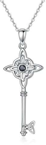 HUKKUN Chaîne de sorcière en argent 925 pour femme avec pendentif nœud celtique sorcière Wicca Bijoux cadeaux pour femmes, Argent sterling, Non connu.