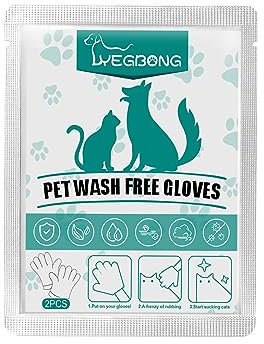 WATSKY 2 Beutel Haustier Waschfreie Reinigungshandschuhe Hund Katze Reinigung Trocken Bad Handschuhe Baden Desodorieren Beseitigen Geruch 2 Stück/Beutel