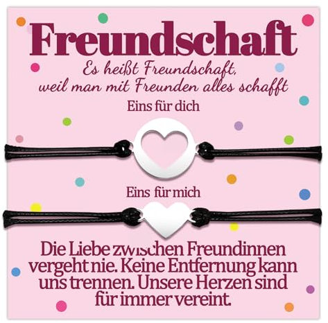 Temulnee Freundschaft Armband Freundschaftsarmband Freundin Geschenke für Freundschaftsarmbänder Freundinnen Armbänder Geschenk zum Geburtstag Geschenkideen Herz Schmuck Frauen Schmuckset für 2 Damen