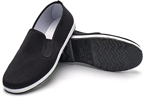 ktprniy Tai Chi Schuhe, Traditionelle Chinesische Kung Fu Schuhe aus Segeltuch, alte Peking-Schuhe für Kampfkunst, Schwarze Gummisohle, Unisex, Größe EU 35