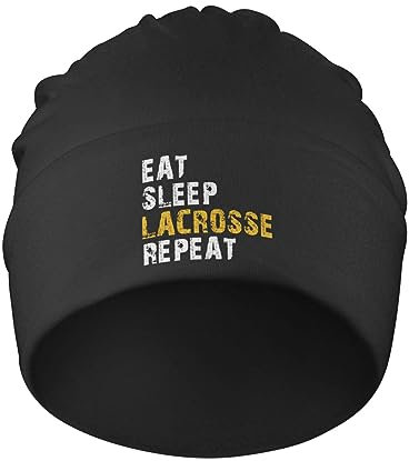 501 Damen Herren Slouchy Turban Eat Sleep Lacrosse-Wiederholung Kopf Wraps Weich Beanie Mütze Klassische Slouchy Beanie Mütze Für Jungen Adult Angeln