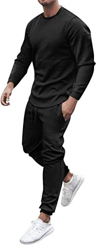 Dinnesis Men's Long-Sleeved O-Neck Sports Suit Taekwondo Suit Boys, black, M