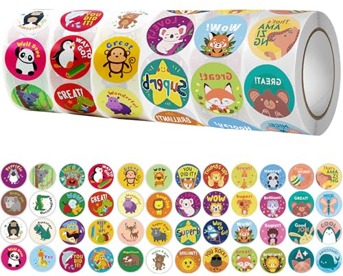Basicon 3000 Stück 48 Muster Motivationsaufkleber für Kinder, Selbstklebende Tiere Belohnungssticker Motivation Aufkleber, Lob Sticker für Lehrer Eltern im Unterricht und zu Hause
