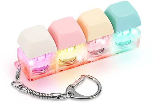 Tangentbord Fidget Leksak för Vuxna, Fidget Keyboard Keychain med LED Ljus Tangentbord Fidget Clicker Funny Button Fidget Leksak för Dekompression Dekoration (Färg A)