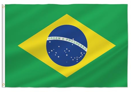 PTEROSAUR Bandera de Brasil, bandera nacional brasileña de 2 x 3 pies, ojales de latón para decoración interior y exterior
