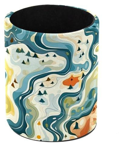 Maps Texture Cute Stylish and Functional Pen Holder Pencil Cup - Small Desk Organizer for Office Supplies and More