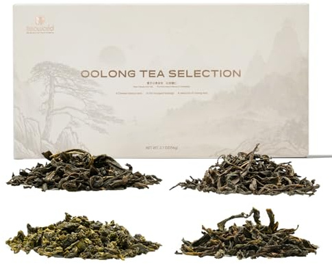 iTeaworld Muestra de té chino de hojas sueltas - 4 tés oolong sueltos - Saludable, sin azúcar, 16 paquetes (56 g en total)