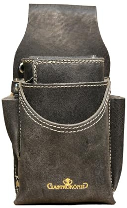 Gastrokönig Kellnertaschen-Set, das Original, GARANTIE lebenslang, Kellnergeldtasche, Kellner-Portemonnaie, Kellnerbörse aus Leder, für Männer und Frauen (Edel Bison Graphit)