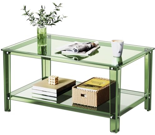 solaround Tavolino da Caffè in Acrilico, Tavolino Basso, trasparente Tavolino Salotto, 80 x 50 x 40 cm (Verde)