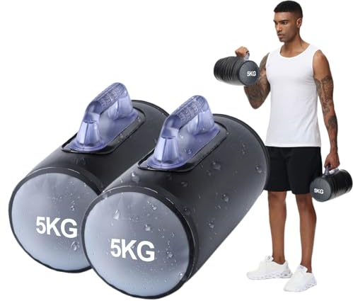DEIRIS Juego de Mancuernas de Agua, Mancuernas de Viaje, Bolsa Agua Fitness, Pesas Rellenables de Agua 10 kg/par, para Modelar el Cuerpo, Entrenamiento de Fuerza