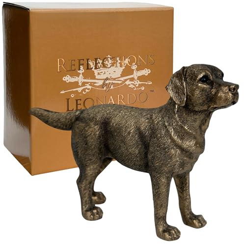 Animal Crackers Figura de labrador de pie de la gama Leonardo Reflections Bronzed, en una caja de regalo dorada