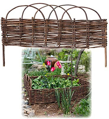 Easy Install Wicker Garden Fence Decorative Willow Hurdle Panels for Flowerbed Patio and Driveway Elegant Lawn Border Edge Weaved Rattan Effect Pet Proof Size: 35X60CM/1.14X1.96FT Color: C