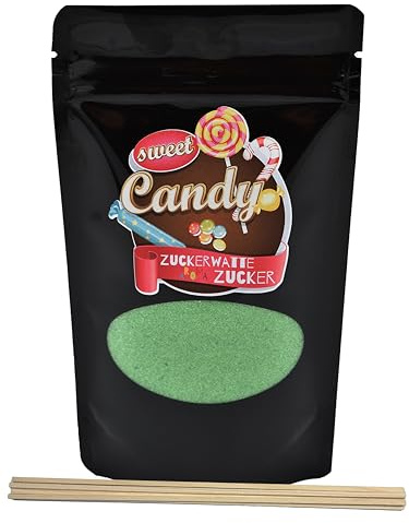 Hopser Food Fun Aromazucker Farbzucker für Zuckerwatte, Zuckerwattemaschinen, Popcorn, Dekorieren, (200 g mit 10 Stäben (200 g, Apfel)