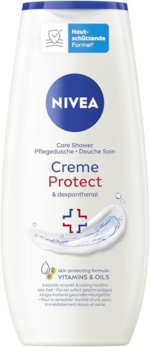 NIVEA Creme Protect & Dexpanthenol Pflegedusche, Duschgel mit Vitaminen und Ölen, seifenfreie Cremedusche mit Dexpanthenol für trockene und empfindliche Haut (250 ml)