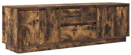 vidaXL Meuble TV avec Lumières LED Chêne Fumé 160,5x41x50 cm, Support Multimédia, Banc HiFi