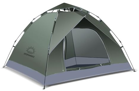EPCPSHADES Camping 2 man tält vattentätt popup-tält 2 personer trekking & festival iglo-tält andra tält vattentät 230 x 170 x 135 cm perfekt även som strand vind och solskydd, armégrön