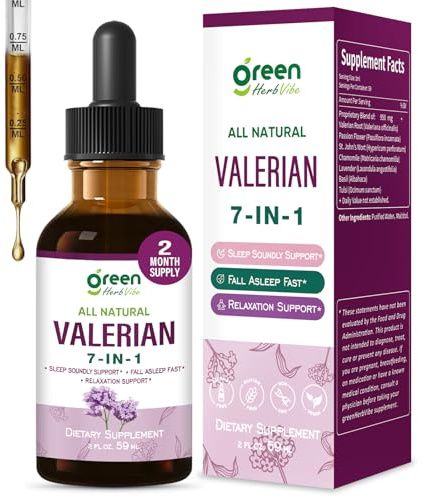 green Herb Vibe Natural Valerian Root Drops, Sleep Soundly Support, Fall Asleep Fast & Relaxation Support. 2oz
