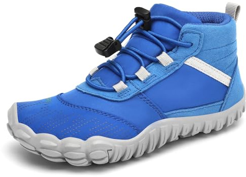 SAGUARO Chaussures Barefoot Enfants Chaussures de Minimalistes Garçon Fille Chaussures de Trail Running Léger Respirantes pour Fitness Randonnée Marche, Bleu, 30 EU
