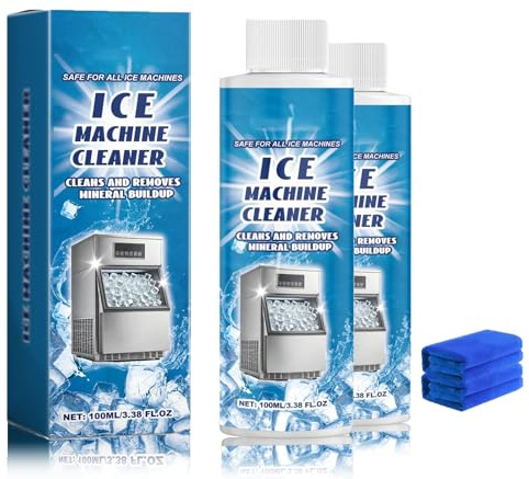 Eismaschinenreiniger und Entkalker 100ml, Eiswürfelmaschine Reiniger mit Waschlappen, Eismaschine Reiniger, Verlängern Sie die Lebensdauer Ihrer Eismaschine (2)