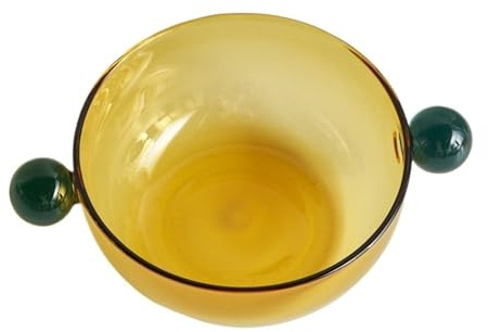 ZFIHAV Ice Cream Bowls 2pcs Ice Cream Bowl With Handle Glass Bowl For Yoghurt Bowl Colorful Glass Tableware Soup Bowl Heat Resistant Glass(Yellow)