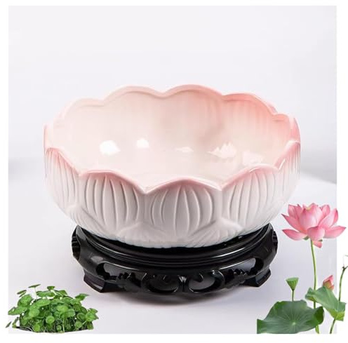 Ciotola decorativa in ceramica per fiori di loto, elegante vaso per piante acquatiche da interni, perfetto per piante grasse e giardinaggio idroponico, migliora l'arredamento della tua casa