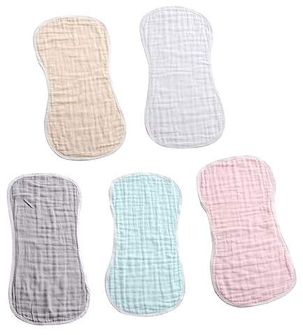 JUMPLAWN 5 piezas Paños de Algodón para Niña Suaves y Absorbentes Toallitas para Eructar Recién Nacidos de Ropa para y Baberos Infantiles Colores Surtidos Blanco Rosa Gris Verde