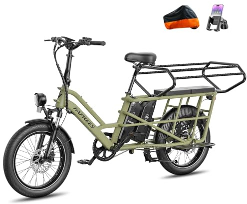 Fafrees FF20CUV, Longtail E-Bike 20 * 3.0 Zoll, E-Lastenrad 250W 25km/h, Ebike Damen 12Ah*2 / 15Ah*2 Akku, E-Fahrrad 75N.m Reichweite 100-140km/120-170km, Tragkraft 200kg