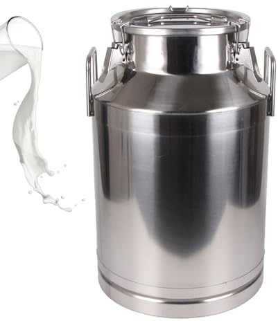 Adima 304 Brocca di Latte Barili Di Trasporto Del Latte con coperchio sigillato resistente Secchio Bricco per latte in acciaio inox per il trasporto di vino, olio, succhi di frutta,58L